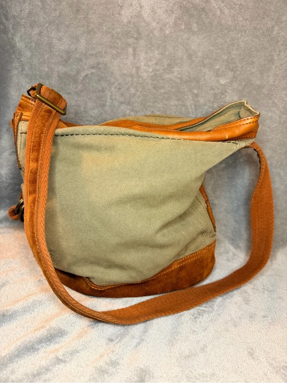 Lucky Brand Canvas Messenger Bag with Leather Trim